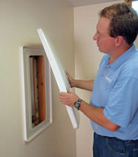 wall anchor covers installed in a foundation repair for a Fitchburg home.