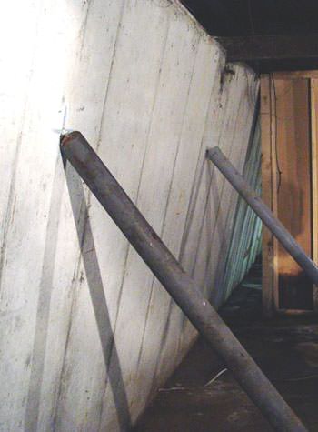 A foundation wall leaning in at the top in Cherry Valley