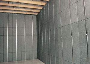 SilverGlo™ insulation and metal studs making up our Basement to Beautiful™ panels.  Installed in Racine.