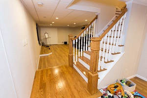 Finishing touches for a remodeled basement in Rockford, IL