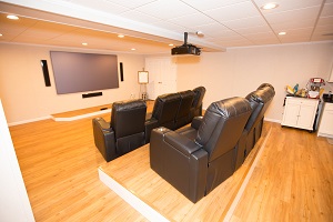 A basement turned into a home theater in Milwaukee