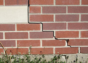 a foundation wall crack on a Greendale home.