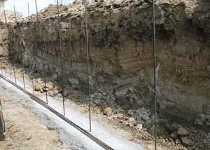 Soil layers exposed while excavating to construct a new foundation in Beloit
