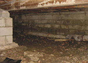 Rotting, decaying crawl space wood damaged over time in Greendale